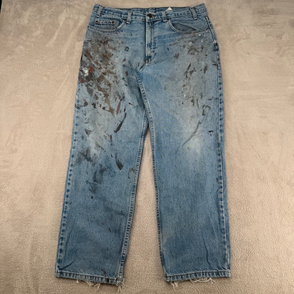 Y2K Kirkland Signature Jeans Mens 36x30 Blue Preowned Flaws Raw Hem Denim Cotton